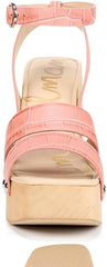 Sam Edelman Rosalind Terra Rose Squared Toe Ankle Strap Block Heeled Sandals