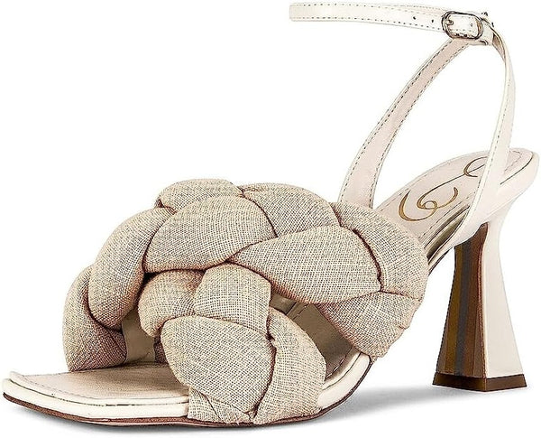 Sam Edelman Courtney Sand Braid Straps Ankle Strap Spool Heeled Dress Sandals