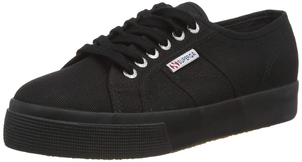 Superga Unisex Low-Top Sneakers Full Black Lace Up Platform Fashion Sneakers (8)