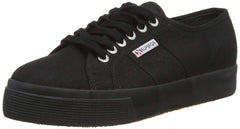 Superga Unisex Low-Top Sneakers Full Black Lace Up Platform Fashion Sneakers (8)