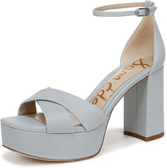 Sam Edelman Jullian Cape Blue Open Toe Ankle Strap Block Heeled Dress Sandals