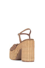 Jeffrey Campbell Tea Party tan Suede Open Toe Block Ankle Strap Platform Sandal