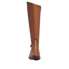 Sam Edelman Mikala Whiskey Block Heel Rounded Toe Zipper Leather Knee High Boots