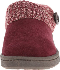 Clarks Burgundy Knitted Collar Winter Clog Rounded Closed Toe Slipper-Wide