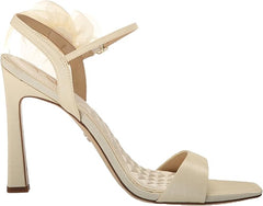 Sam Edelman Leana Pearl Ivory Suede Squared Open Toe Stiletto Heleed Sandals