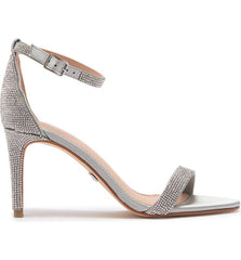 Lauren Lorraine Sondra Silver Embellished Strap Ankle Strap Stiletto Heel Sandal