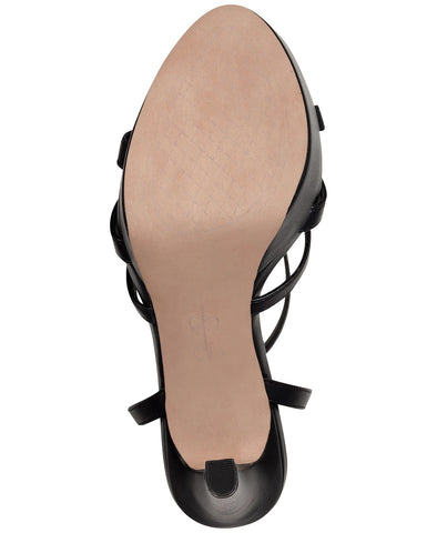 Jessica Simpson Balina Black Leather Stiletto Platform Heel Ankle Straps Sandals