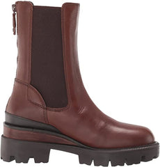 Sam Edelman Genia Dark Brown Rounded Toe Pull On Lug Sole Chelsea Ankle Boots