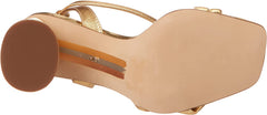 Sam Edelman Kia Dark Gold Block Heel Squared Open Toe Ankle Strap Heeled Sandals