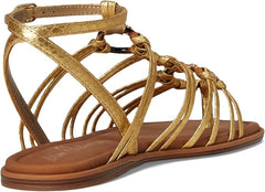 Sam Edelman Raye Gold Open Toe Strappy Gladiator Ankle Strap Flat Sandals