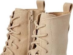 Steve Madden Jamisyn Sand Suede Fashion Lace Up Ankle Chunky Combat Boots