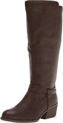 Dr. Scholl's Liberate Chestnut Brown Almond Toe Stacked Heel Knee High Boots
