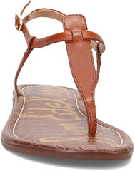 Sam Edelman Gigi Saddle Signet Embossed Open Toe Ankle Strap Flats Wide Sandals