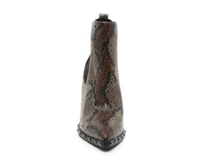 Charles David Duke Dark Taupe Snake Block Heel Embellished Chelsea Ankle Booties