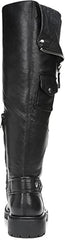 Sam Edelman Lacy Black Leather Chunky Heel Round Toe Zip Knee High Combat Boots