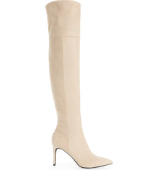 Jeffrey Campbell PILLAR-HI Ivory Nude Suede High Heel Pointed Toe Over Knee Boot