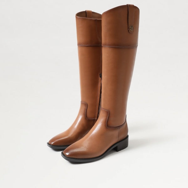 Sam Edelman Drina Ath New Whisky Almond Toe Knee High Riding Boots Wide Calf
