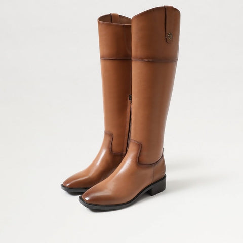 Sam Edelman Drina Ath New Whisky Almond Toe Knee High Riding Boots Wide Calf