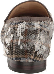 Sam Edelman Loraine Grey Tweed Multi Almond Toe Slip On Heeled Fashion Loafers
