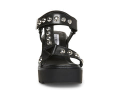 Steve Madden Sonia Black Leather Ankle Strap Squared Open Toe Platform Sandals