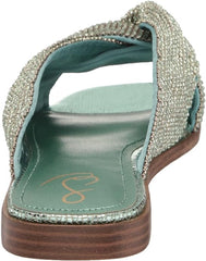 Sam Edelman Issie Sea Green Metallic Leather Flat Knotted Slip On Slides Sandals