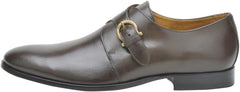 Mens Quads Monk Strap Brown Dress Shoes