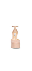 Steve Madden Bangle Blush Leather Ankle Strap Super High Platform Pump Sandals