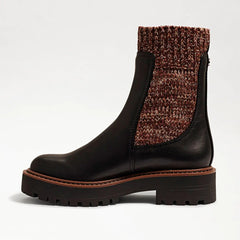 Sam Edelman Laguna Knit Black Multi Rounded Toe Pull On Chelsea Ankle Boots