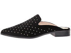 Shellys London Fantasia Black Velvet Pointed Toe Flat Mule Stud Quilted Slides