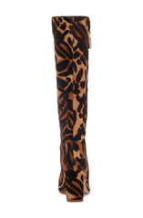 Louise Et Cie Zenia Genuine Calf Hair Knee High Leopard Print Block Heel Boots