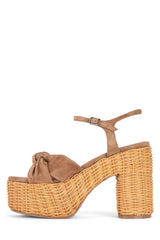 Jeffrey Campbell Tea Party tan Suede Open Toe Block Ankle Strap Platform Sandal