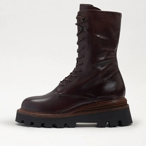 Sam Edelman Wyatt Cayenne Brown Lug Sole Moto Lace Up Lug Sole Combat Ankle Boot