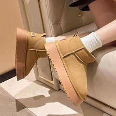 NOALED Cozy Chestnut Fashion Pull On Faux Fur Platform Winter Ankle Boots 41