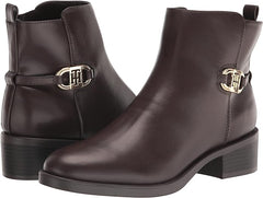 Tommy Hilfiger Imiera Dark Brown Round Toe Pull On Zip Closure Ankle Boots