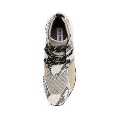 Steve Madden Cliff Chunky Sole Lace Up Platform Fashion Sneakers Natural Snake
