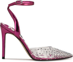 Nine West Foreva 3 Platino Glitter Slip On Pointed Closed Toe Embellished Pumps