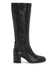 Vince Camuto Zemmy Black Soft Silky Leather Knee High Block Heel Dress Boots