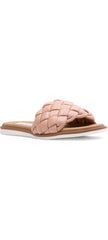 Steve Madden Paislee Flat Slide Mule Sandal Blush Woven Leather Open Toe Sandals