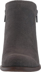 Lucky Brand Basel Storm Grey Block Low Heel Cut Zipper Rounded Toe Ankle Booties