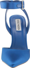 Steve Madden Sarantos Blue Satin Ankle Strap Pointy Toe Stiletto Heeled Sandal