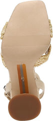 Sam Edelman Kacie Natural/Summer Sand Ankle Strap Open Toe Block Heeled Sandals