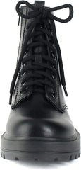 Soda Firm Black Lace Up Rounded Toe Chunky Sole Platform Combat Ankle Wide Boots