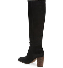 Sam Edelman Olly Black Squared Toe Block Heel Pull On Knee High Fashion Boots