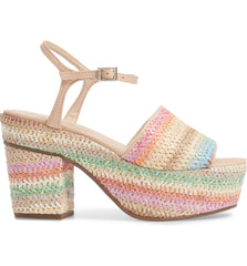 Schutz Ziquiele Multi Color Open Toe Chunky Heel Retro Platform Sandals