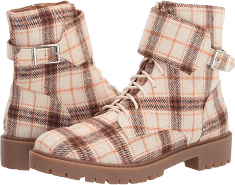 Jessica Simpson Karia Light Natural Nude Paid Lace-up Wrap Strap Combat Boots