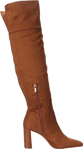 Jessica Simpson Akemi Tobacco Faux Suede Knee High Side Zipper Block Heel Boots