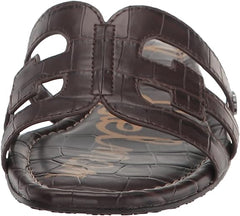 Sam Edelman Bay Dark Mahogany Slide Mule Open-Toe Slip-On Leather Flats Sandals