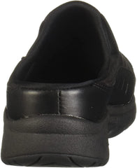 Easy Spirit Travel Time Black Round Leather Comfort Closed Toe Slip On Mule Clog Wide