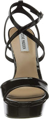 Steve Madden Stunning Black Patent Strappy Open Toe Platform Heeled Sandals
