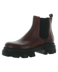 Sam Edelman Daelyn Red Chunky Lugged Heel Pull On Rounded Toe Combat Ankle Boots